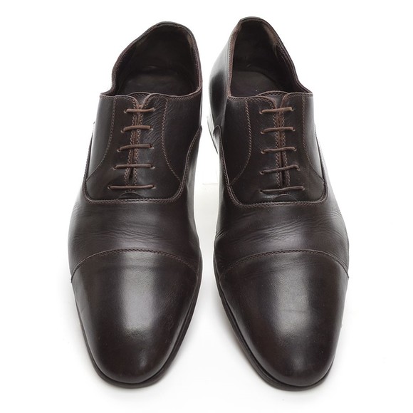 Men A. Testoni Basic Brown Leather Cap Toe Oxfords 10 M main image 6